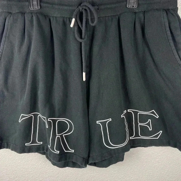 True Religion Men’s Basketball Fleece Shorts Black Y2K 2XL Pull On Drawstring - Picture 3 of 9